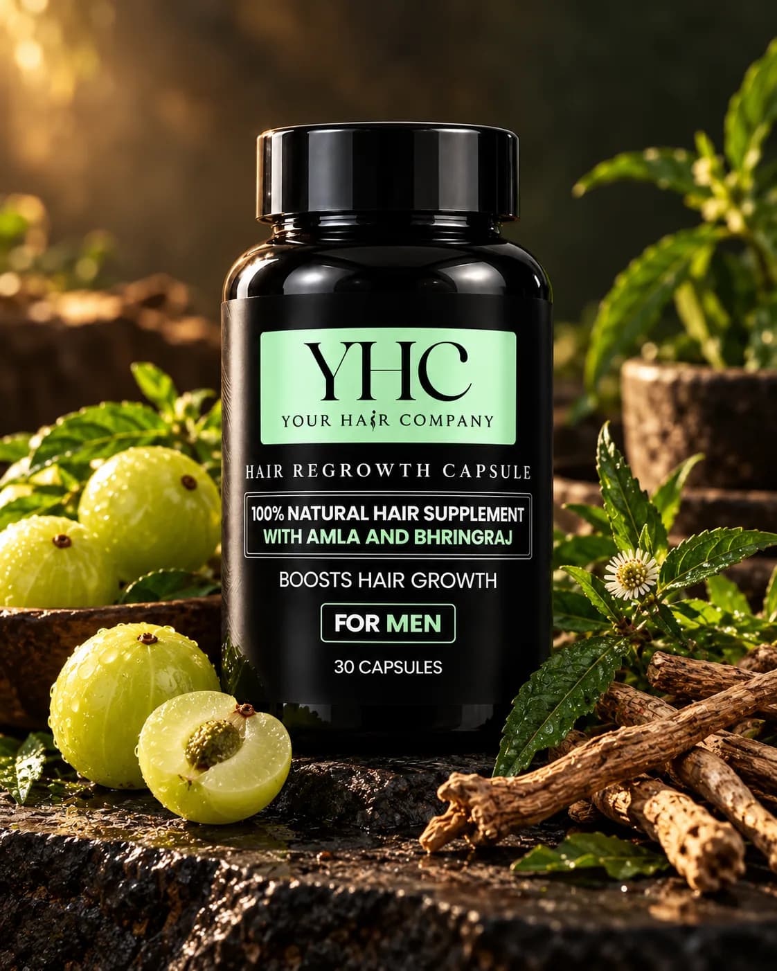 YHC Hair Regrowth Capsules with amla and herbs